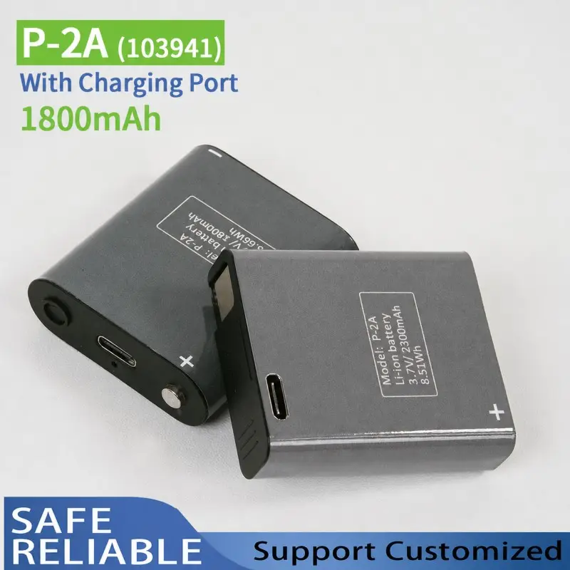 3.7V 1800mAh Li-polymer headlamp battery with charging port